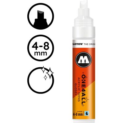 Marker akrylowy Molotow One4All 327HS - chisel - 4-8 mm - white gloss Marker akrylowy Molotow One4All 327HS - chisel - 4-8 mm - white gloss