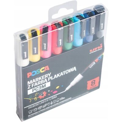 Marker Posca Zestaw Posca PC-3M 8 szt w ETUI pisaki mazaki do szkła plasti Marker Posca Zestaw Posca PC-3M 8 szt w ETUI pisaki mazaki do szkła plasti