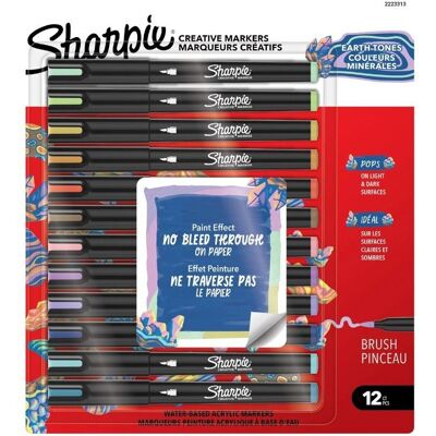 Parker Markery akrylowe 12szt brush-kolory ziemii, Sharpie Parker Markery akrylowe 12szt brush-kolory ziemii, Sharpie