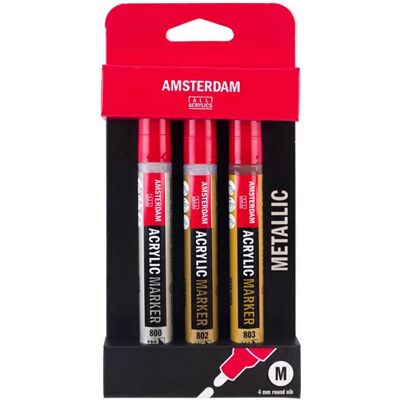 Talens Markery Akrylowe Amsterdam - 4 Mm - Metaliczne - 3 Szt. Talens Markery Akrylowe Amsterdam - 4 Mm - Metaliczne - 3 Szt.