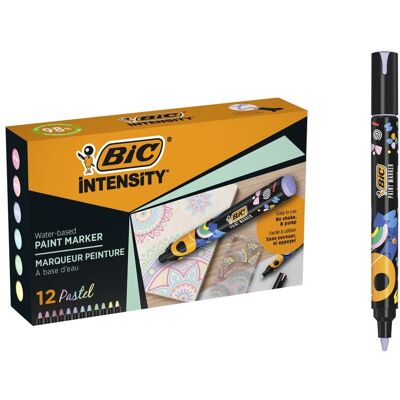 Markery Akrylowe, Intensity Pastel 12 Kolorów Etui Kartonowe, Bic Markery Akrylowe, Intensity Pastel 12 Kolorów Etui Kartonowe, Bic
