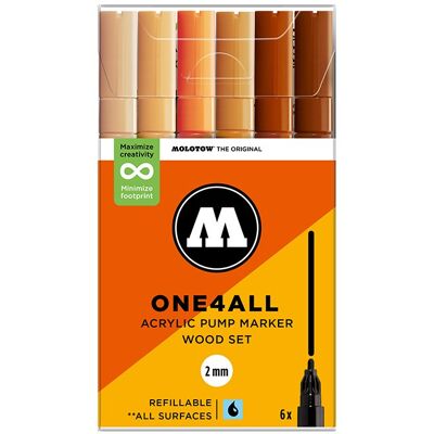 Markery akrylowe MOLOTOW One4All 127HS - 2 mm - 6 szt. - wood set Markery akrylowe MOLOTOW One4All 127HS - 2 mm - 6 szt. - wood set