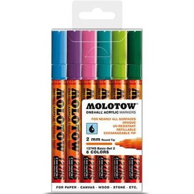 Markery akrylowe Molotow One4All 127HS Basic Set 2 - 6 szt. Markery akrylowe Molotow One4All 127HS Basic Set 2 - 6 szt.