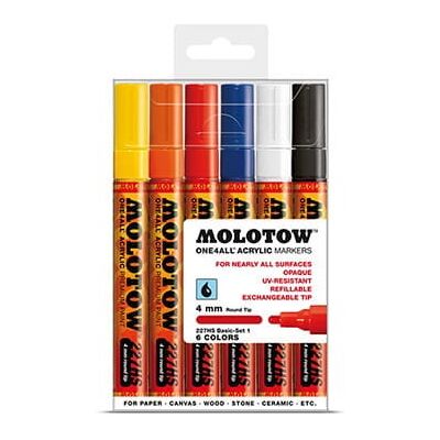 Markery akrylowe Molotow One4All 227HS Basic Set 1 - 6 szt. Markery akrylowe Molotow One4All 227HS Basic Set 1 - 6 szt.