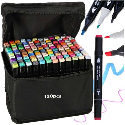 Artemis Markery Alkoholowe Flamastry Mazaki Dwustronne Zestaw W Etui 120 Sztuk Artemis Markery Alkoholowe Flamastry Mazaki Dwustronne Zestaw W Etui 120 Sztuk