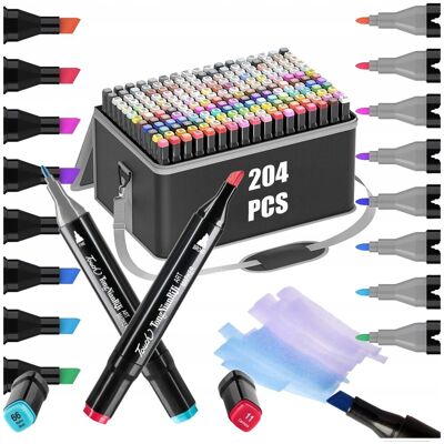 Lewer Markery Alkoholowe Zestaw 204 Sztuk Flamastry Pro + Etui Art Pisaki Mazaki Lewer Markery Alkoholowe Zestaw 204 Sztuk Flamastry Pro + Etui Art Pisaki Mazaki