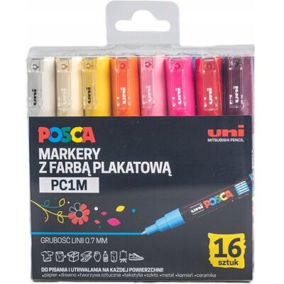 MARKERY POSCA ZESTAW POSCA PC-1M ETUI 16 sztuk pisak flamaster mazak MARKERY POSCA ZESTAW POSCA PC-1M ETUI 16 sztuk pisak flamaster mazak