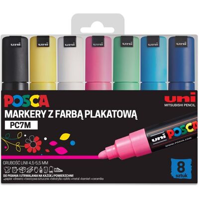 Markery Posca Zestaw POSCA PC-7M 8 sztuk w ETUI flamastry mazaki do szkła Markery Posca Zestaw POSCA PC-7M 8 sztuk w ETUI flamastry mazaki do szkła