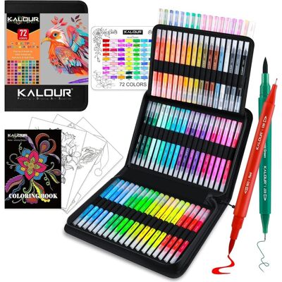 KALOUR Markery wodne, flamastry dwustronne pro, 72 kolory KALOUR Markery wodne, flamastry dwustronne pro, 72 kolory