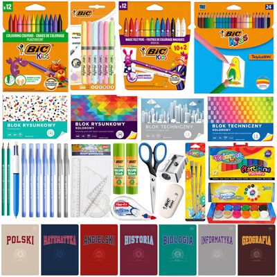 Mega Zestaw Wyprawka Szkolna Do Klas 4-6, Bic, Xxl 89 Elementów W Tym 7 Zeszytów Przedmiotowych Mega Zestaw Wyprawka Szkolna Do Klas 4-6, Bic, Xxl 89 Elementów W Tym 7 Zeszytów Przedmiotowych