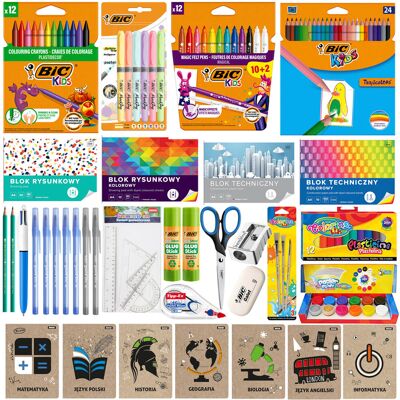 MEGA zestaw wyprawka szkolna do klas 4-6, BIC, XXL 89 elementów w tym 7 zeszytów przedmiotowych MEGA zestaw wyprawka szkolna do klas 4-6, BIC, XXL 89 elementów w tym 7 zeszytów przedmiotowych