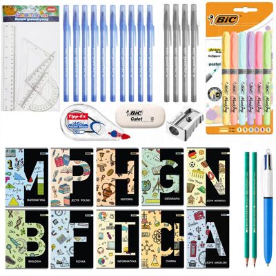Mega Zestaw Wyprawka Szkolna Do Klas 7-8 I Liceum, Bic, Xxl 39 Elementów W Tym 10 Zeszytów Przedmiotowych Mega Zestaw Wyprawka Szkolna Do Klas 7-8 I Liceum, Bic, Xxl 39 Elementów W Tym 10 Zeszytów Przedmiotowych