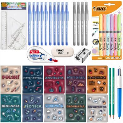 Mega Zestaw Wyprawka Szkolna Do Klas 7-8 I Liceum, Bic, Xxl 40 Elementów W Tym 10 Zeszytów Przedmiotowych Mega Zestaw Wyprawka Szkolna Do Klas 7-8 I Liceum, Bic, Xxl 40 Elementów W Tym 10 Zeszytów Przedmiotowych