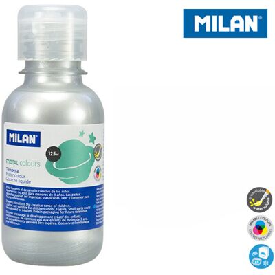 Milan, farba tempera, srebrna, 125 ml Milan, farba tempera, srebrna, 125 ml