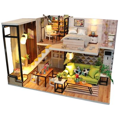 Miniaturowy domek DIY - Skandynawski styl Meble LED Klej Narzędzia / HABARRI Miniaturowy domek DIY - Skandynawski styl Meble LED Klej Narzędzia / HABARRI