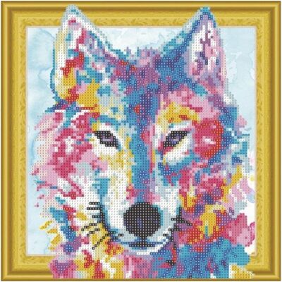 Collection D`Art Mozaika diamentowa, kolorowy wilk, 30x30 cm Collection D`Art Mozaika diamentowa, kolorowy wilk, 30x30 cm