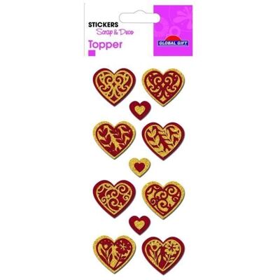 Inny producent Naklejki 3D - Czerwone i złote serca - Topper - Do scrapbookingu i dekoracji Inny producent Naklejki 3D - Czerwone i złote serca - Topper - Do scrapbookingu i dekoracji