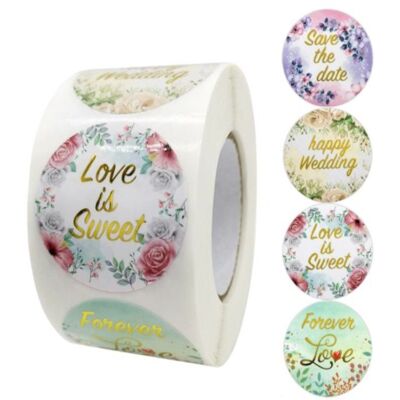 Siima Naklejki Ozdobne Okrągłe 3,8 cm Love Ślubne 500Szt Siima Naklejki Ozdobne Okrągłe 3,8 cm Love Ślubne 500Szt