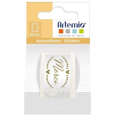 Inny producent Naklejki z podziękowaniami - ARTEMIO - 80 białych prostokątnych naklejek w rolce Inny producent Naklejki z podziękowaniami - ARTEMIO - 80 białych prostokątnych naklejek w rolce