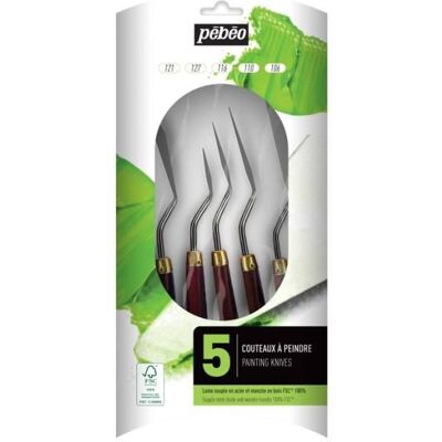 PEBEO Noże do malowania - 5 form i rozmiarów - Ostrze ze stali miękkiej - Akryl - Olej - Pébéo PEBEO Noże do malowania - 5 form i rozmiarów - Ostrze ze stali miękkiej - Akryl - Olej - Pébéo