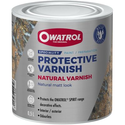 Owatrol Spirit: Natural Varnish - matowy lakier zabezpieczający efekt rdzy, patynowanego brązu i miedzi 0.5L Owatrol Spirit: Natural Varnish - matowy lakier zabezpieczający efekt rdzy, patynowanego brązu i miedzi 0.5L