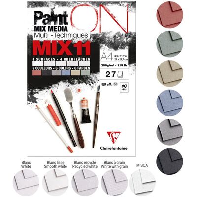 Paint ON MIX11, blok mix media A4, Clairefontaine Paint ON MIX11, blok mix media A4, Clairefontaine