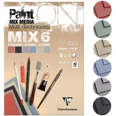 Paint ON MIX6, blok mix media A4, Clairefontaine Paint ON MIX6, blok mix media A4, Clairefontaine