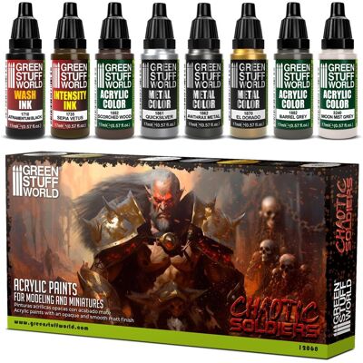 Green Stuff World Paint Set Chaotic Soldiers 8x17ml - Zestaw Farb Akrylowych Green Stuff World Paint Set Chaotic Soldiers 8x17ml - Zestaw Farb Akrylowych