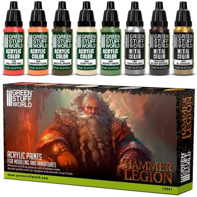 Green Stuff World Paint Set Hammer Legion 8x17ml - Zestaw Farb Akrylowych Green Stuff World Paint Set Hammer Legion 8x17ml - Zestaw Farb Akrylowych