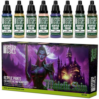 Green Stuff World Paint Set Malefic Skin 8x17ml - Zestaw Farb Akrylowych Green Stuff World Paint Set Malefic Skin 8x17ml - Zestaw Farb Akrylowych