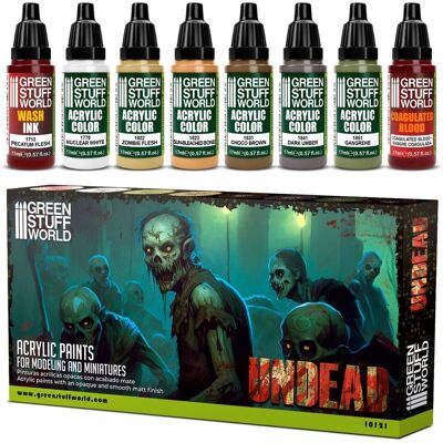 Green Stuff World Paint Set Undead 8x17ml - Zestaw Farb Akrylowych Green Stuff World Paint Set Undead 8x17ml - Zestaw Farb Akrylowych