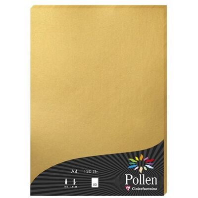 Papier Ozdobny Perłowy Złoty A4 120G 50 Arkuszy Clairefontaine Pollen - 4200C Papier Ozdobny Perłowy Złoty A4 120G 50 Arkuszy Clairefontaine Pollen - 4200C