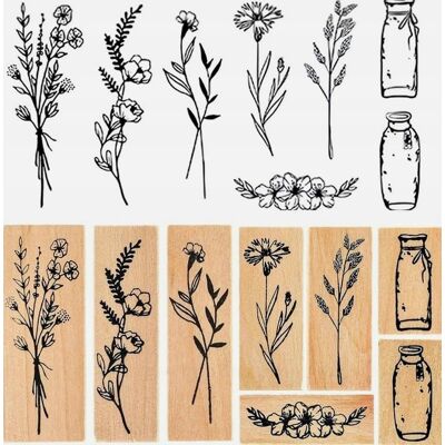 Inny producent Pieczątki Drewniane 8 Sztuk Botaniczne Zestaw Kwiaty Rękodzieło Vintage Inny producent Pieczątki Drewniane 8 Sztuk Botaniczne Zestaw Kwiaty Rękodzieło Vintage