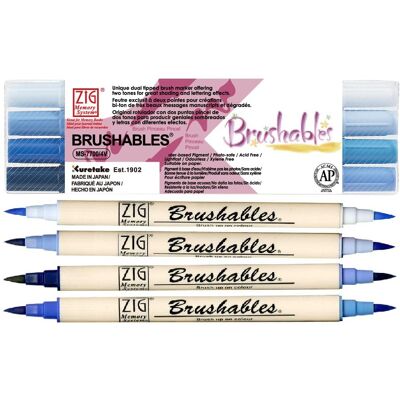 Pisak marker pędzelkowy brush pen do kaligrafii ZESTAW Zig Kuretake 4 kol Pisak marker pędzelkowy brush pen do kaligrafii ZESTAW Zig Kuretake 4 kol