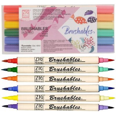 Pisak marker pędzelkowy brush pen do kaligrafii ZESTAW Zig Kuretake 6 kol Pisak marker pędzelkowy brush pen do kaligrafii ZESTAW Zig Kuretake 6 kol