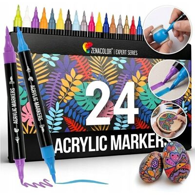 Inny producent Pisaki akrylowe markery 24 szt do malowania i rysowania kamieni drewna Inny producent Pisaki akrylowe markery 24 szt do malowania i rysowania kamieni drewna