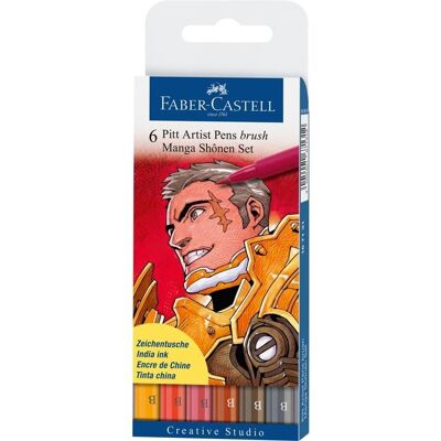Faber-Castell Pisaki artystyczne, Pitt Artist Pen Manga Shonen Set, 6 kolorów Faber-Castell Pisaki artystyczne, Pitt Artist Pen Manga Shonen Set, 6 kolorów