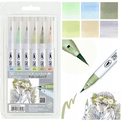 Pisaki Pędzelkowe Brush Pen Do Rysunku Kaligrafii Kuretake Zig 6 K Pale Ii Pisaki Pędzelkowe Brush Pen Do Rysunku Kaligrafii Kuretake Zig 6 K Pale Ii