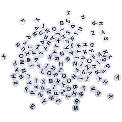 Rayher Plastikowe koraliki z literami, 9mm ø, białe, okrągłe, 40g {kolor} Rayher Plastikowe koraliki z literami, 9mm ø, białe, okrągłe, 40g {kolor}