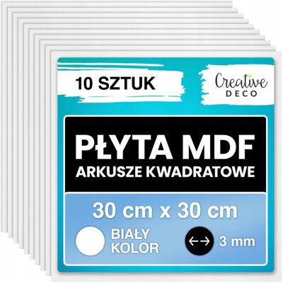 Creative Płyta MDF biała kwadratowa do cięć laserem grawera malowania 3mm 30x30cm Creative Płyta MDF biała kwadratowa do cięć laserem grawera malowania 3mm 30x30cm
