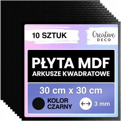 Creative Płyta MDF czarna kwadratowa do cięć laserem grawera malowania 3mm 30x30cm Creative Płyta MDF czarna kwadratowa do cięć laserem grawera malowania 3mm 30x30cm