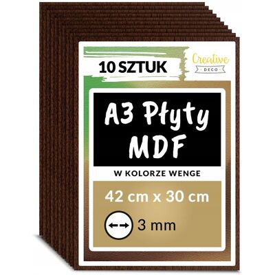 Creative Płyta MDF do cięć laserem grawerowania dekorowania 3mm A3 x 10 szt brązowy Creative Płyta MDF do cięć laserem grawerowania dekorowania 3mm A3 x 10 szt brązowy