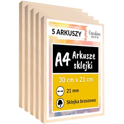 Creative Płyta sklejka do cięcia laserem grawerowania dekoracji 21mm A4 x 5 sztuk Creative Płyta sklejka do cięcia laserem grawerowania dekoracji 21mm A4 x 5 sztuk