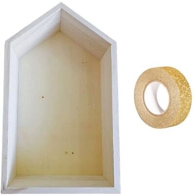 Inny producent Półka drewniana 30,5 x 18 x 10 cm własnej roboty + gratis taśma maskująca złoty brokat 5 m Inny producent Półka drewniana 30,5 x 18 x 10 cm własnej roboty + gratis taśma maskująca złoty brokat 5 m