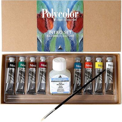 Maimeri Polycolor, zestaw farb akrylowych, 8 x 20ml + akcesoria Maimeri Polycolor, zestaw farb akrylowych, 8 x 20ml + akcesoria