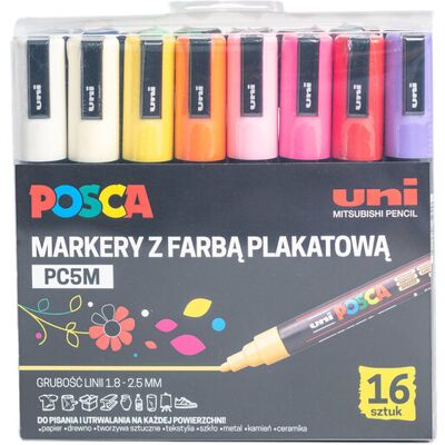 Posca, Markery z farbą plakatową, 16 sztuk Posca, Markery z farbą plakatową, 16 sztuk