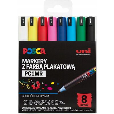 Posca, Markery z farbą plakatową, 8 sztuk Posca, Markery z farbą plakatową, 8 sztuk