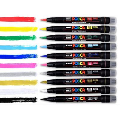 Posca, Markery z farbą plakatową UNI POSCA PCF-350 pędzelkowe, 10 sztuk Posca, Markery z farbą plakatową UNI POSCA PCF-350 pędzelkowe, 10 sztuk