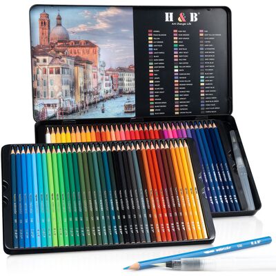 RAGI Kredki Akwarelowe Artystyczne Duży Zestaw Kredek Premium w Metalowym Etui 72 sztuk RAGI Kredki Akwarelowe Artystyczne Duży Zestaw Kredek Premium w Metalowym Etui 72 sztuk