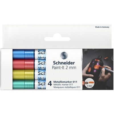 PBS Connect Polska Schneider, marker akrylowy paint-it metallic, 4 sztuki, niebieski, czerowny, żółty, zielony PBS Connect Polska Schneider, marker akrylowy paint-it metallic, 4 sztuki, niebieski, czerowny, żółty, zielony